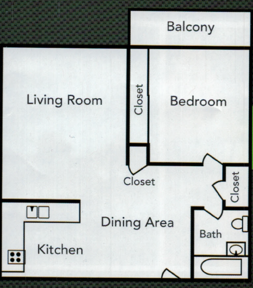 Lakeview Towers | Apartments | Floor Plan 3 | 1x1